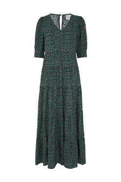 Women Scamp & Dude Grey with Black and Green Snow Leopard Maxi Dress