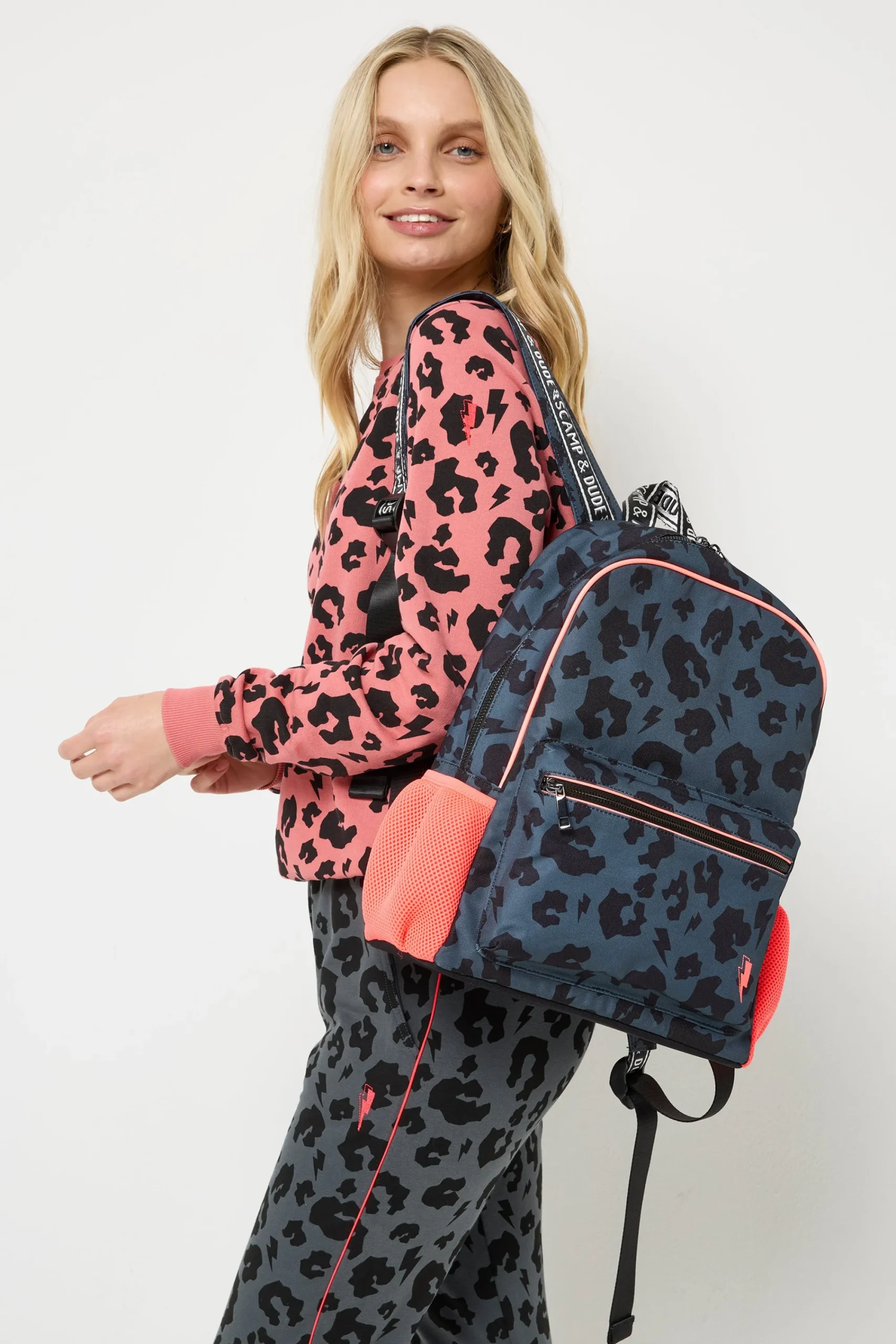 Women Scamp & Dude Grey with Black Leopard Backpack