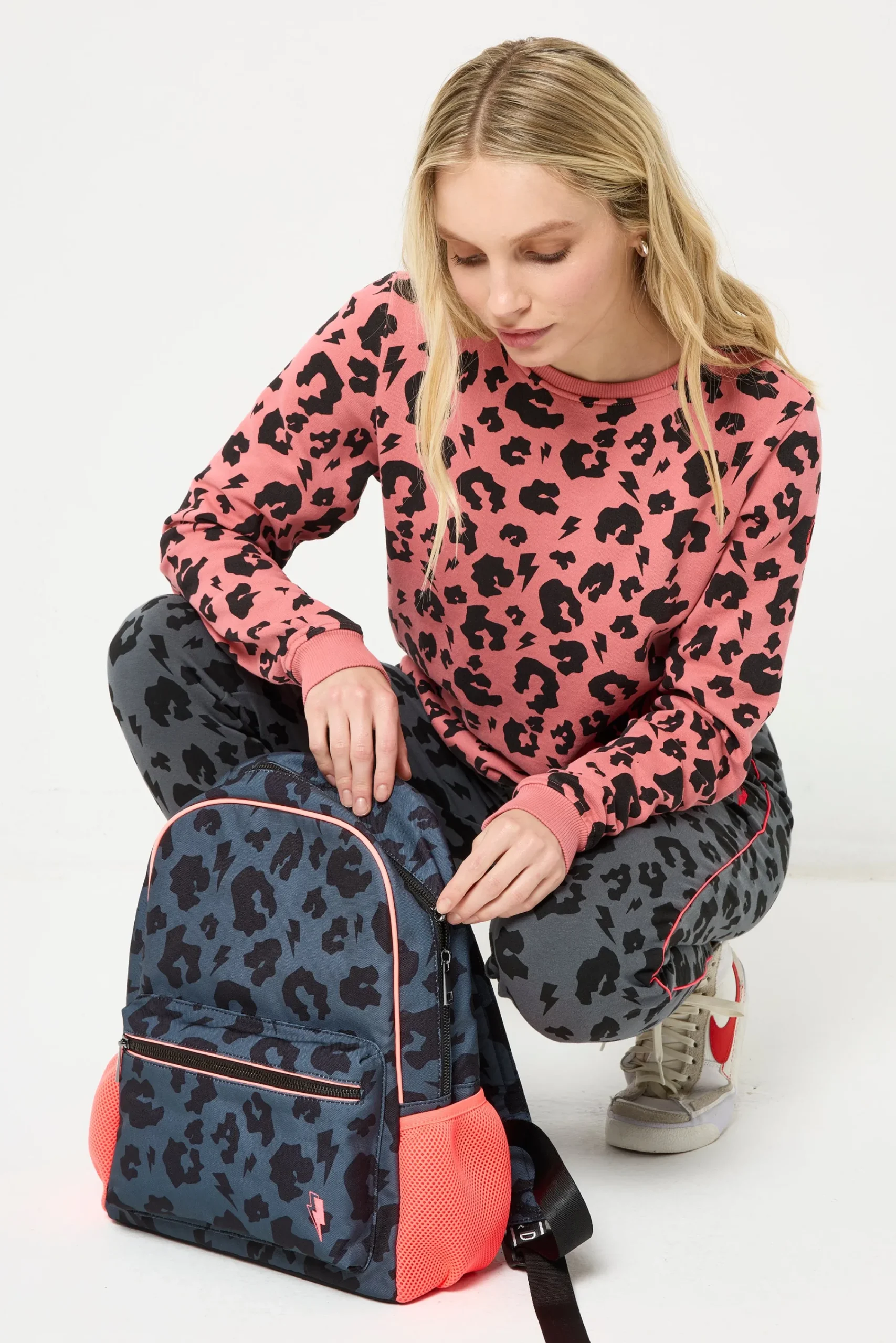 Women Scamp & Dude Grey with Black Leopard Backpack