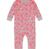 Women Scamp & Dude Grey with Neon Coral Leopard Romper