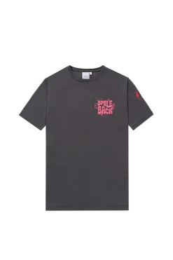 Women Scamp & Dude Grey with Neon Pink Smile Back Slogan T-Shirt