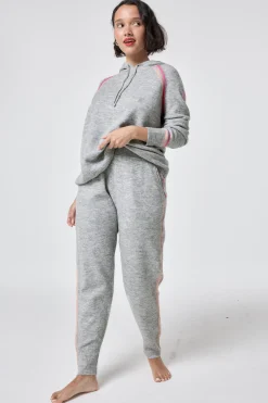 Women Scamp & Dude Grey with Peach and Pink Stripe Knitted Lounge Wear Joggers