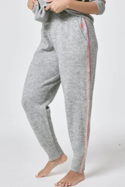 Women Scamp & Dude Grey with Peach and Pink Stripe Knitted Lounge Wear Joggers