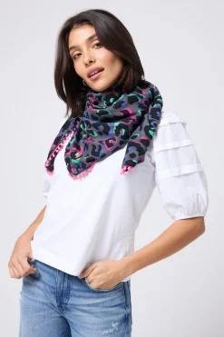 Women Scamp & Dude Grey with Pink and Green Pop Leopard Charity Super Scarf