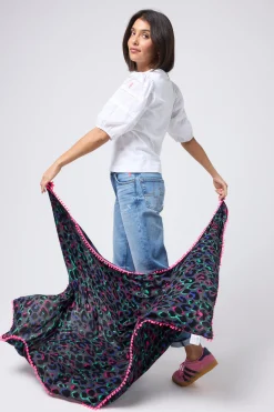 Women Scamp & Dude Grey with Pink and Green Pop Leopard Charity Super Scarf