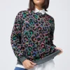 Women Scamp & Dude Grey with Rainbow Shadow Leopard Oversized Sweatshirt