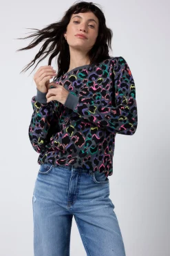 Women Scamp & Dude Grey with Rainbow Shadow Leopard Classic Sweatshirt