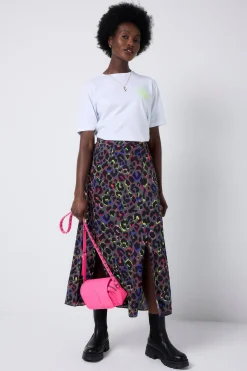 Women Scamp & Dude Grey with Rainbow Shadow Leopard Split Front Skirt