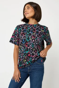 Women Scamp & Dude Grey with Rainbow Shadow Leopard Print T-Shirt