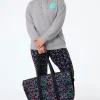 Women Scamp & Dude Grey with Rainbow Shadow Leopard Large Puffer Tote Bag