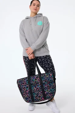 Women Scamp & Dude Grey with Rainbow Shadow Leopard Large Puffer Tote Bag