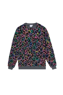 Women Scamp & Dude Grey with Rainbow Shadow Leopard Classic Sweatshirt