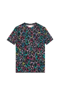 Women Scamp & Dude Grey with Rainbow Shadow Leopard Print T-Shirt