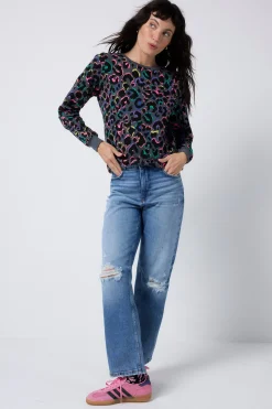 Women Scamp & Dude Grey with Rainbow Shadow Leopard Classic Sweatshirt