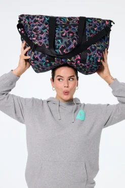 Women Scamp & Dude Grey with Rainbow Shadow Leopard Large Puffer Tote Bag