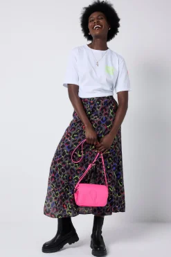 Women Scamp & Dude Grey with Rainbow Shadow Leopard Split Front Skirt