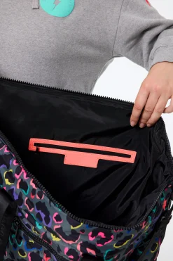 Women Scamp & Dude Grey with Rainbow Shadow Leopard Large Puffer Tote Bag