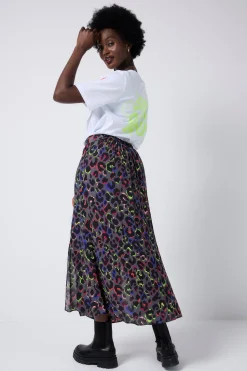 Women Scamp & Dude Grey with Rainbow Shadow Leopard Split Front Skirt