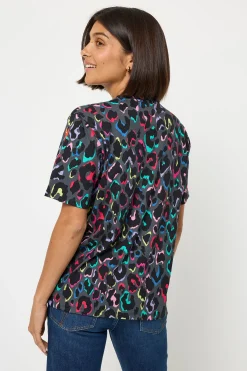 Women Scamp & Dude Grey with Rainbow Shadow Leopard Print T-Shirt