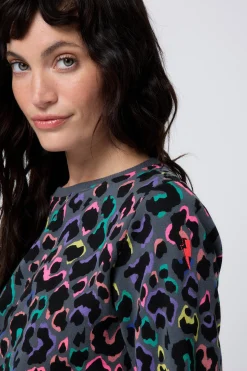 Women Scamp & Dude Grey with Rainbow Shadow Leopard Classic Sweatshirt