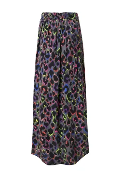 Women Scamp & Dude Grey with Rainbow Shadow Leopard Split Front Skirt