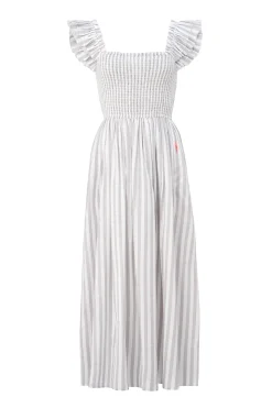Women Scamp & Dude Grey with White Stripe Maxi Sundress