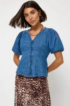 Women Scamp & Dude Indigo Button Through Denim Top