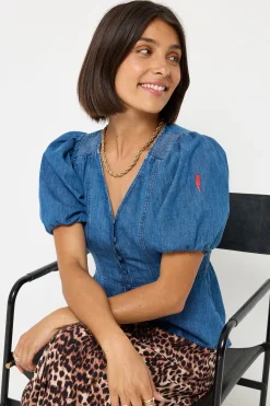 Women Scamp & Dude Indigo Button Through Denim Top