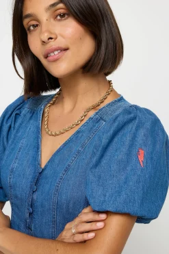 Women Scamp & Dude Indigo Button Through Denim Top
