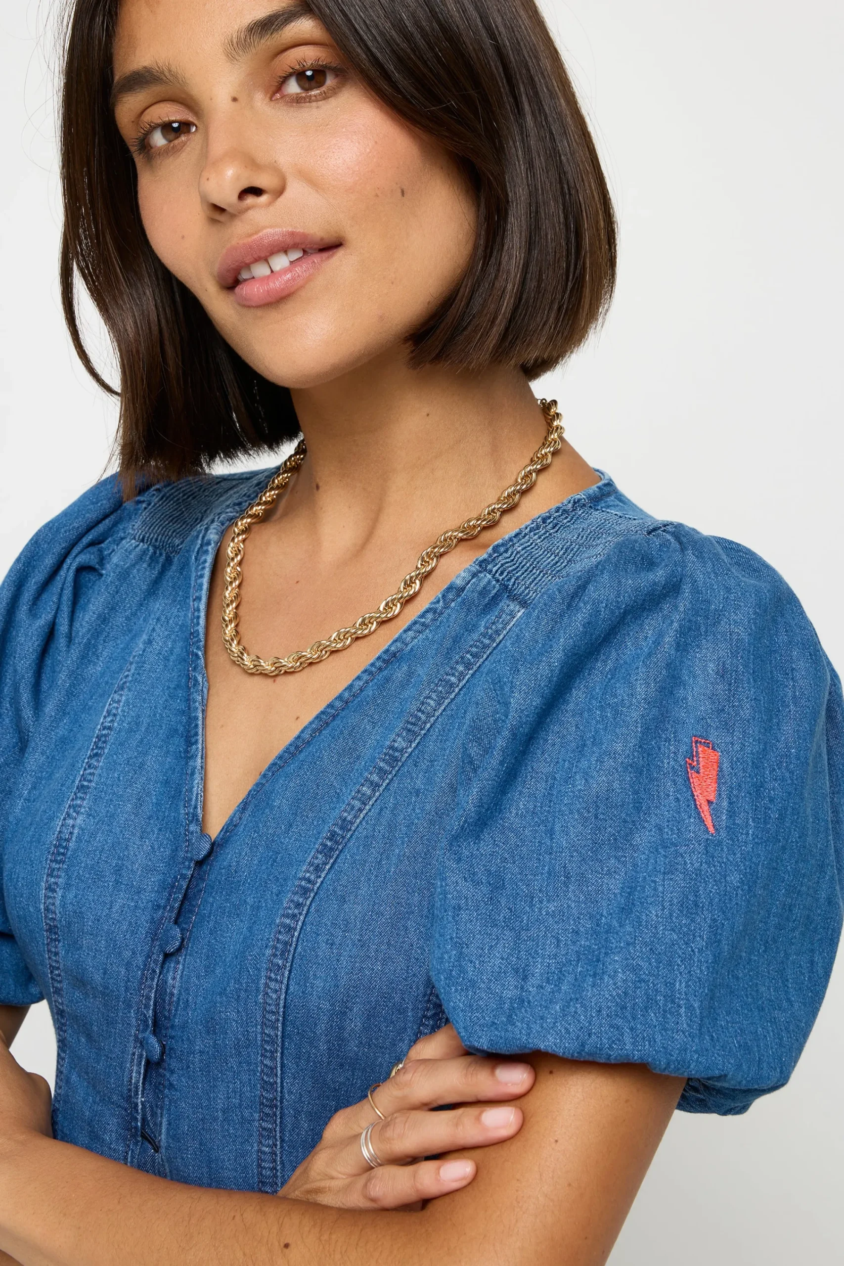 Women Scamp & Dude Indigo Button Through Denim Top