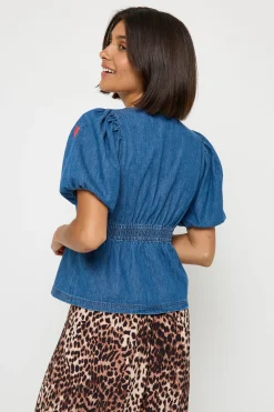 Women Scamp & Dude Indigo Button Through Denim Top