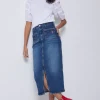 Women Scamp & Dude Indigo Denim Split Front Maxi Skirt