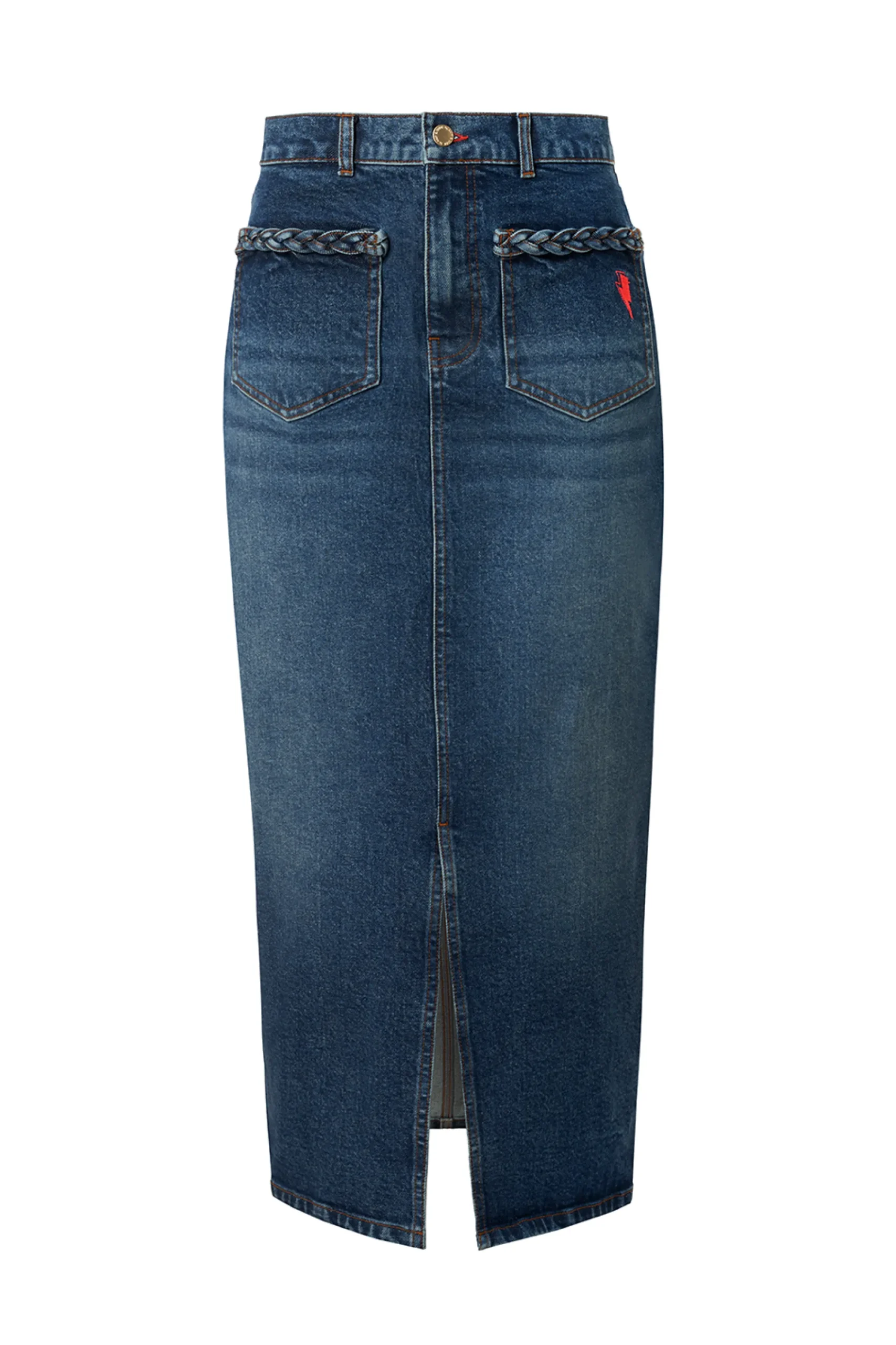 Women Scamp & Dude Indigo Denim Split Front Maxi Skirt