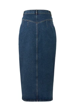 Women Scamp & Dude Indigo Denim Split Front Maxi Skirt