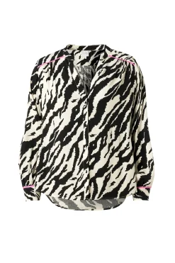 Women Scamp & Dude Ivory with Black Shadow Tiger Collarless Shirt