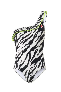 Women Scamp & Dude Ivory with Black Shadow Tiger Swimsuit