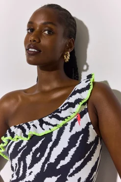 Women Scamp & Dude Ivory with Black Shadow Tiger Swimsuit