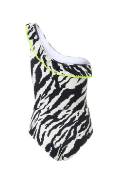 Women Scamp & Dude Ivory with Black Shadow Tiger Swimsuit