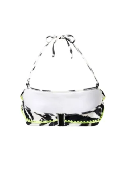 Women Scamp & Dude Ivory with Black Shadow Tiger Bandeau Bikini Top