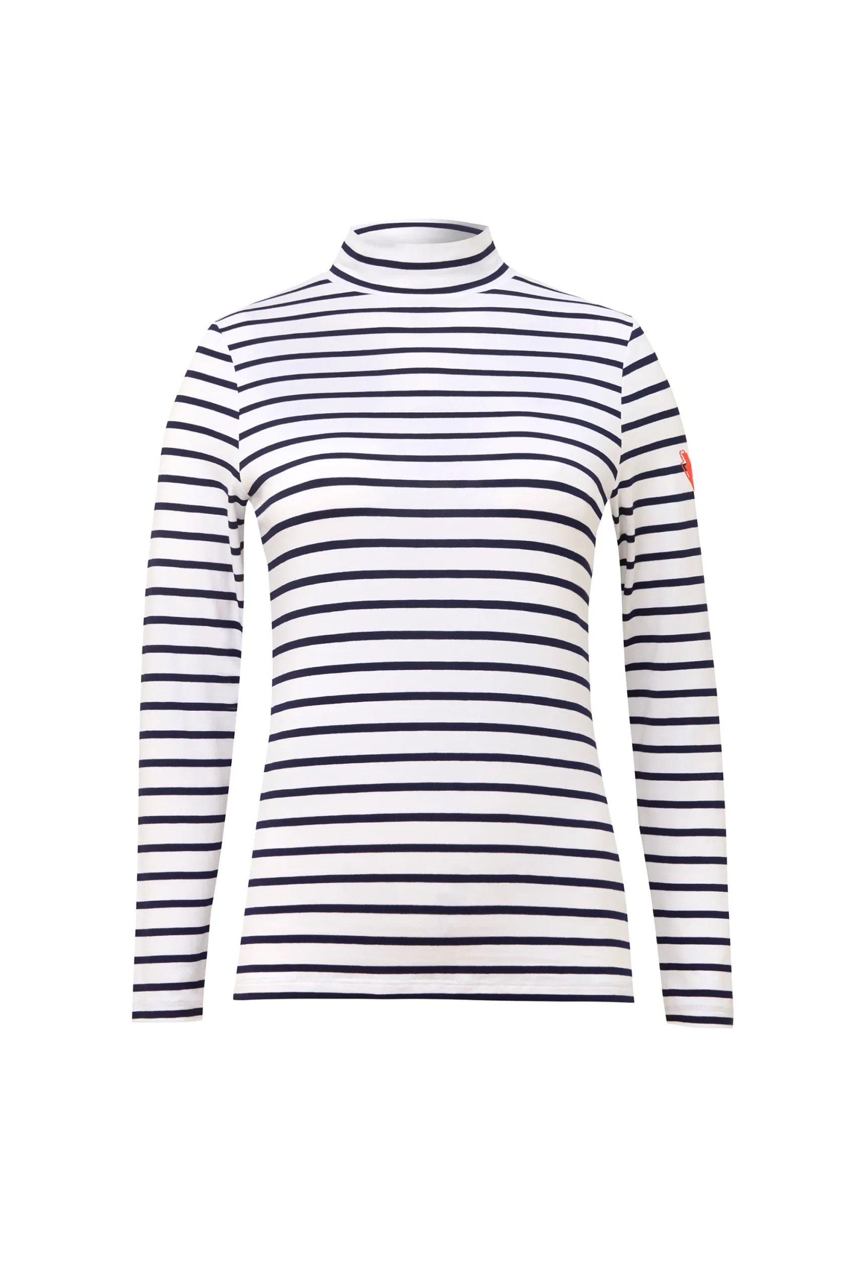 Women Scamp & Dude Ivory with Navy Stripe Long Sleeve Polo Top