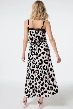 Women Scamp & Dude Ivory with Neutral and Black Mega Shadow Leopard Split Front Skirt