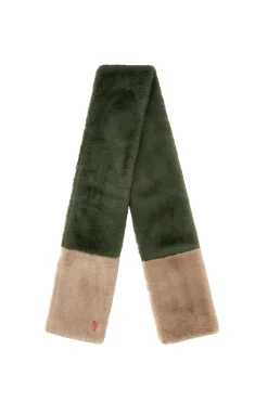 Women Scamp & Dude Khaki and Taupe Colour Block Faux Fur Scarf