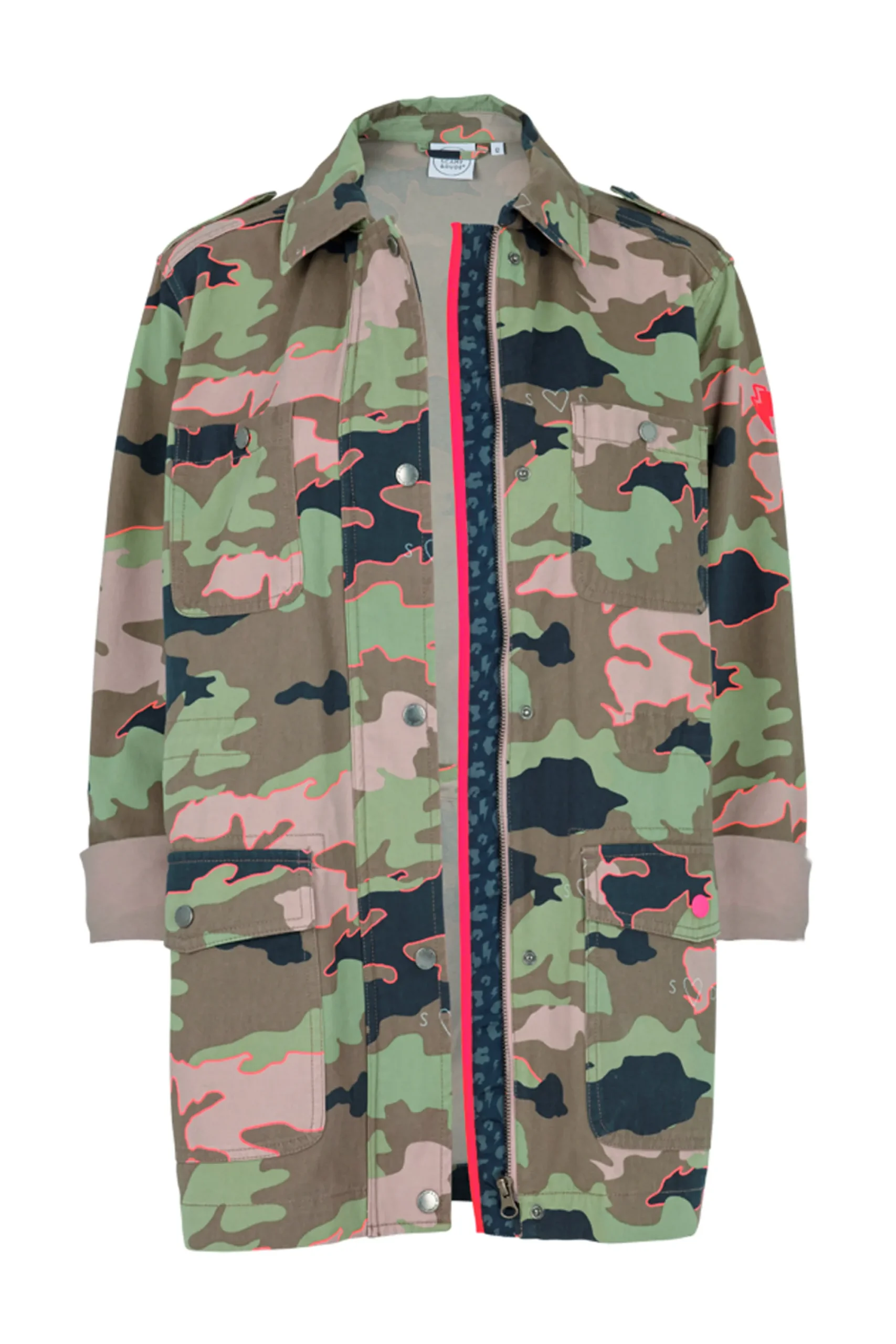 Women Scamp & Dude Khaki Camo Print Organic Cotton Utility Jacket