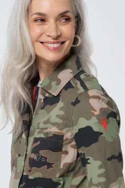 Women Scamp & Dude Khaki Camo Print Organic Cotton Utility Jacket