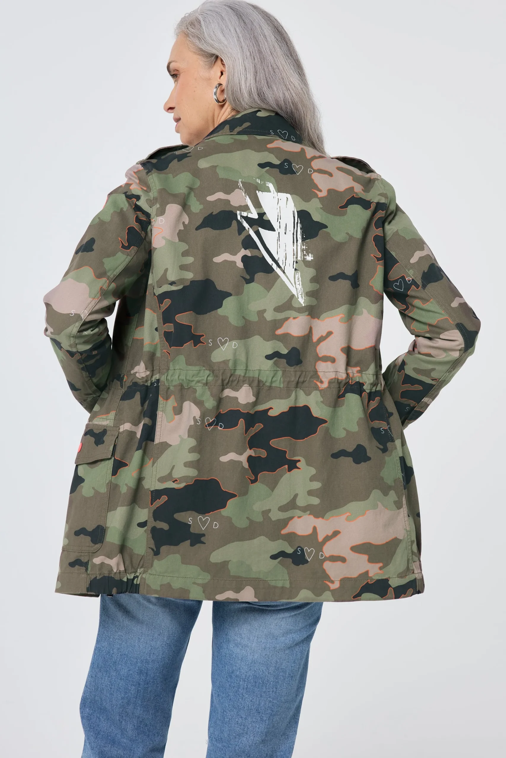 Women Scamp & Dude Khaki Camo Print Organic Cotton Utility Jacket