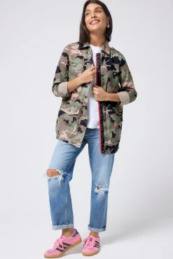 Women Scamp & Dude Khaki Camo Print Organic Cotton Utility Jacket