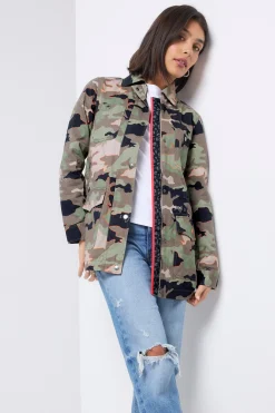 Women Scamp & Dude Khaki Camo Print Organic Cotton Utility Jacket