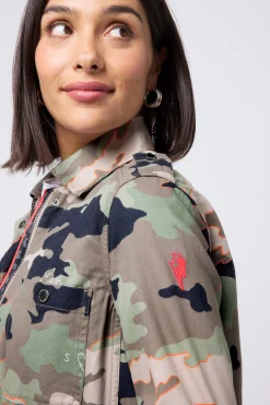 Women Scamp & Dude Khaki Camo Print Organic Cotton Utility Jacket