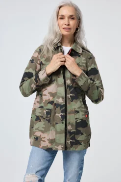 Women Scamp & Dude Khaki Camo Print Organic Cotton Utility Jacket