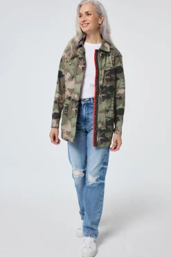 Women Scamp & Dude Khaki Camo Print Organic Cotton Utility Jacket